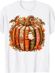 Halloween Fall Reading Pumpkin Book Teacher Men Women T-Shirt