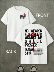 Men's Vintage Cotton Short Sleeve T-Shirt Double Sided Print Christian Bible