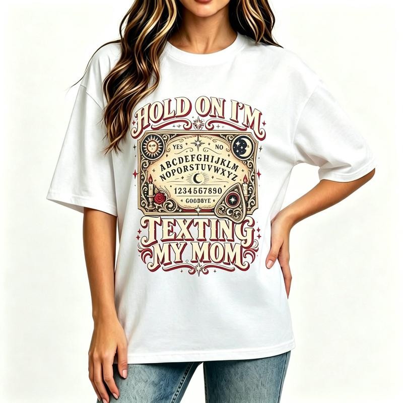 Men's "Hold On I'm Texting My Mom" Ouija Graphic Halloween T-Shirt