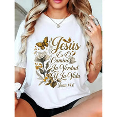 Women's 100% Cotton Short-Sleeve Round Neck Jesus T-Shirt Christian Faith-Based