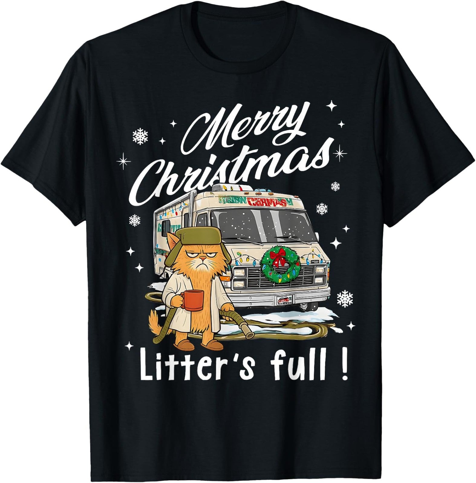 Merry Christmas Litters Full Funny Cat Sarcastic Unisex T-Shirt