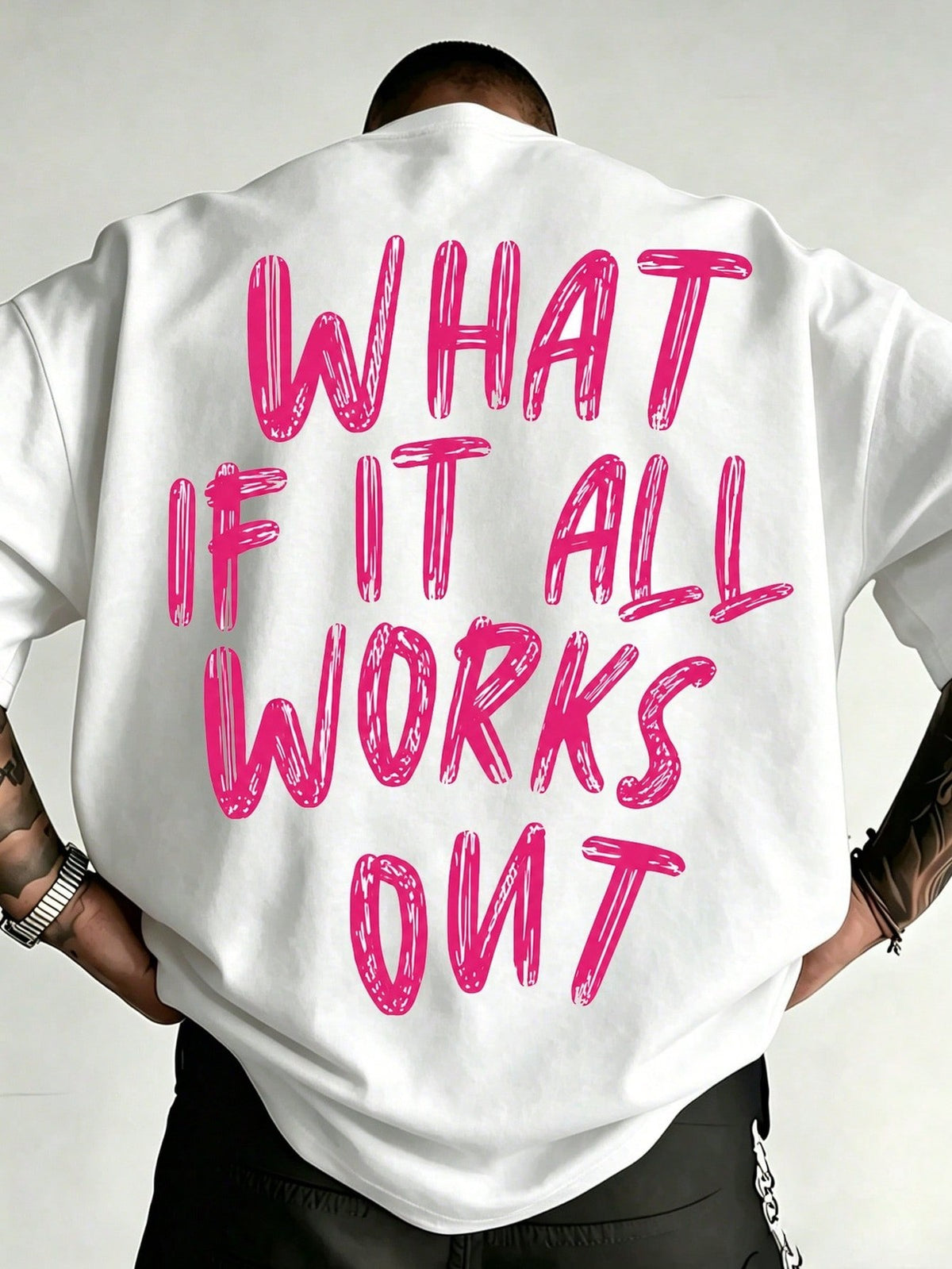 What If It All Works Out Text Print, Summer Daily Wear, Mens Clothes Ropa