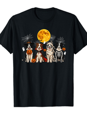 Halloween Border Collie T-Shirt, Witch Vampire Mummy Skeleton Dog Tee