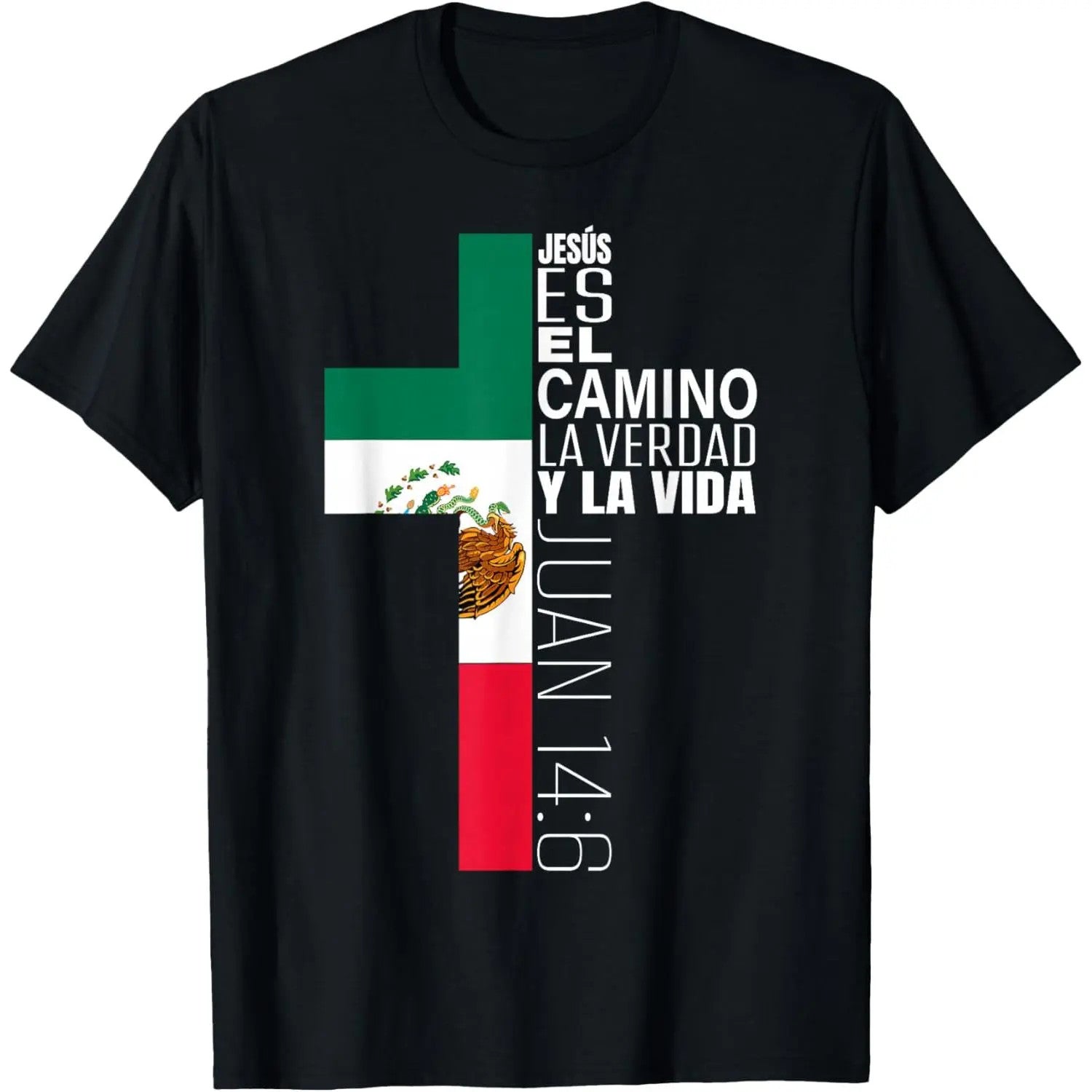 Jesus Christian Bible Verse Gifts Spanish Mexican Flag Cross T-Shirt