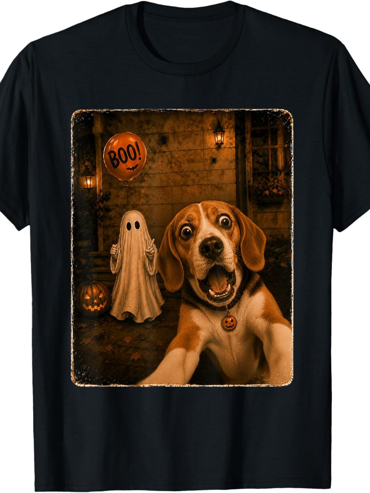 Beagle Dog Selfie Boo Balloon Halloween Costume T-Shirt Tee Shirts Men Women