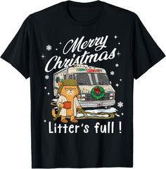 Merry Christmas Litters Full Funny Cat Sarcastic Unisex T-Shirt