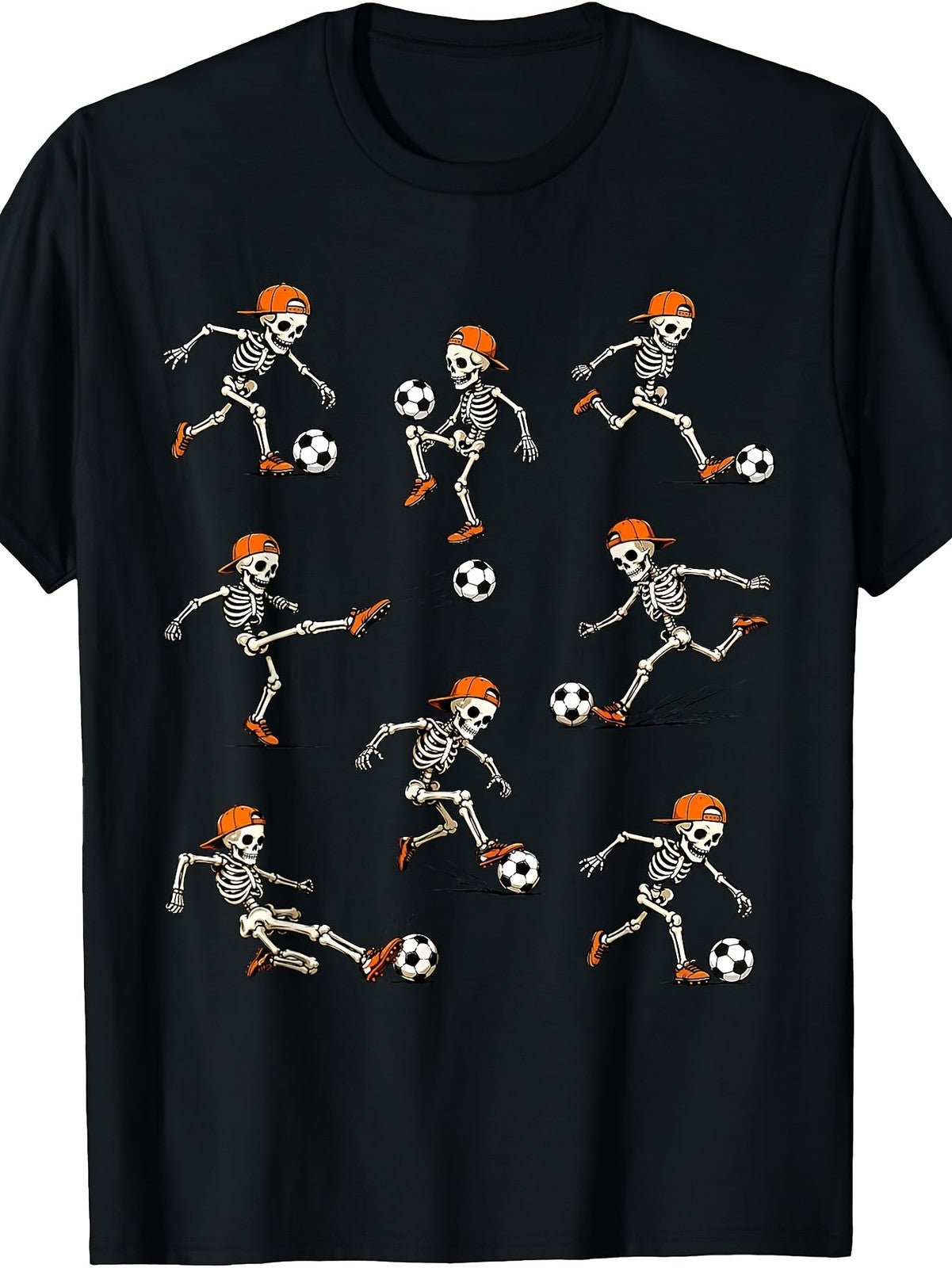 Halloween Skeleton Playing Soccer Funny Soccer Player T-Shirt