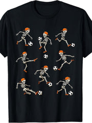 Halloween Skeleton Playing Soccer Funny Soccer Player T-Shirt