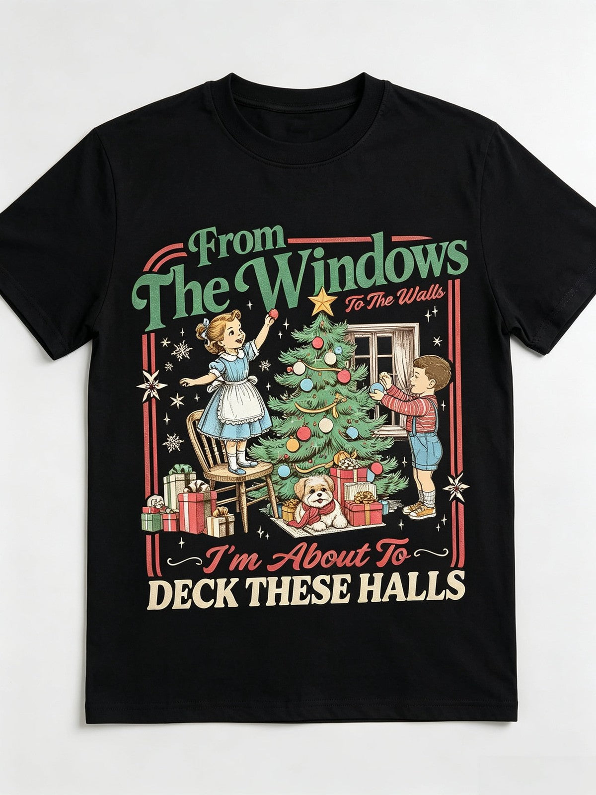 From The Windows To The Walls T-Shirt Deck These Halls Retro Christmas Tree
