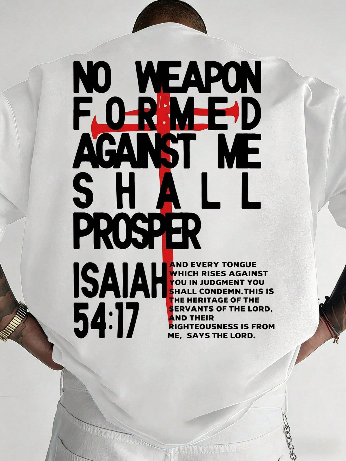 Men's Vintage Cotton Short Sleeve T-Shirt Double Sided Print Christian Bible