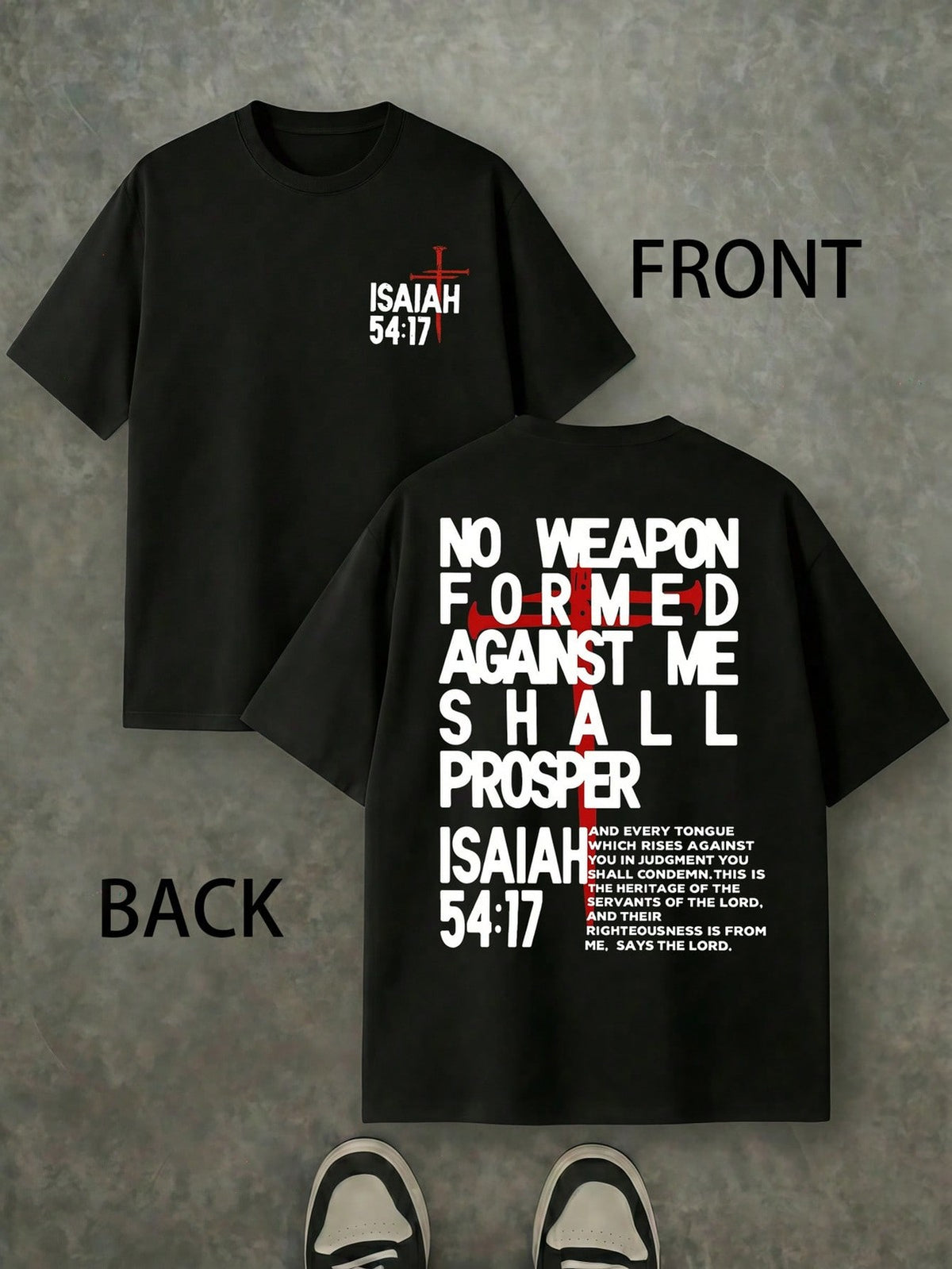 Men's Vintage Cotton Short Sleeve T-Shirt Double Sided Print Christian Bible