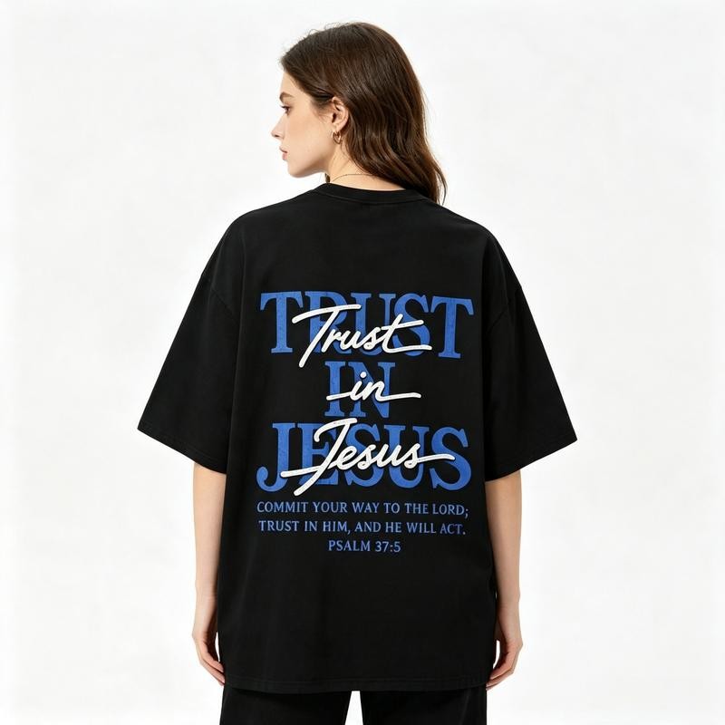 Christian "Trust in Jesus" Psalm 37:5 Bible Verses Design, Faith-Based