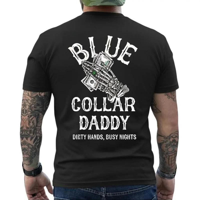 Men's Blue Collar Daddy Graphic T-Shirt - Dirty Hands Busy Nights Design