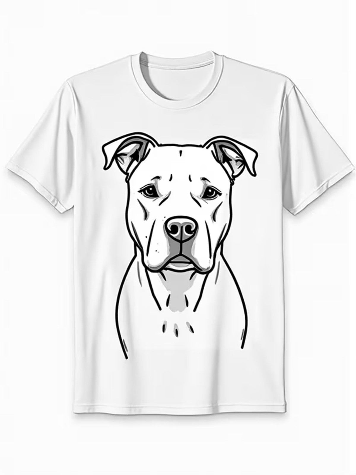 Men'S Casual Short Sleeve T-Shirt with Dog Head Silhouette Design