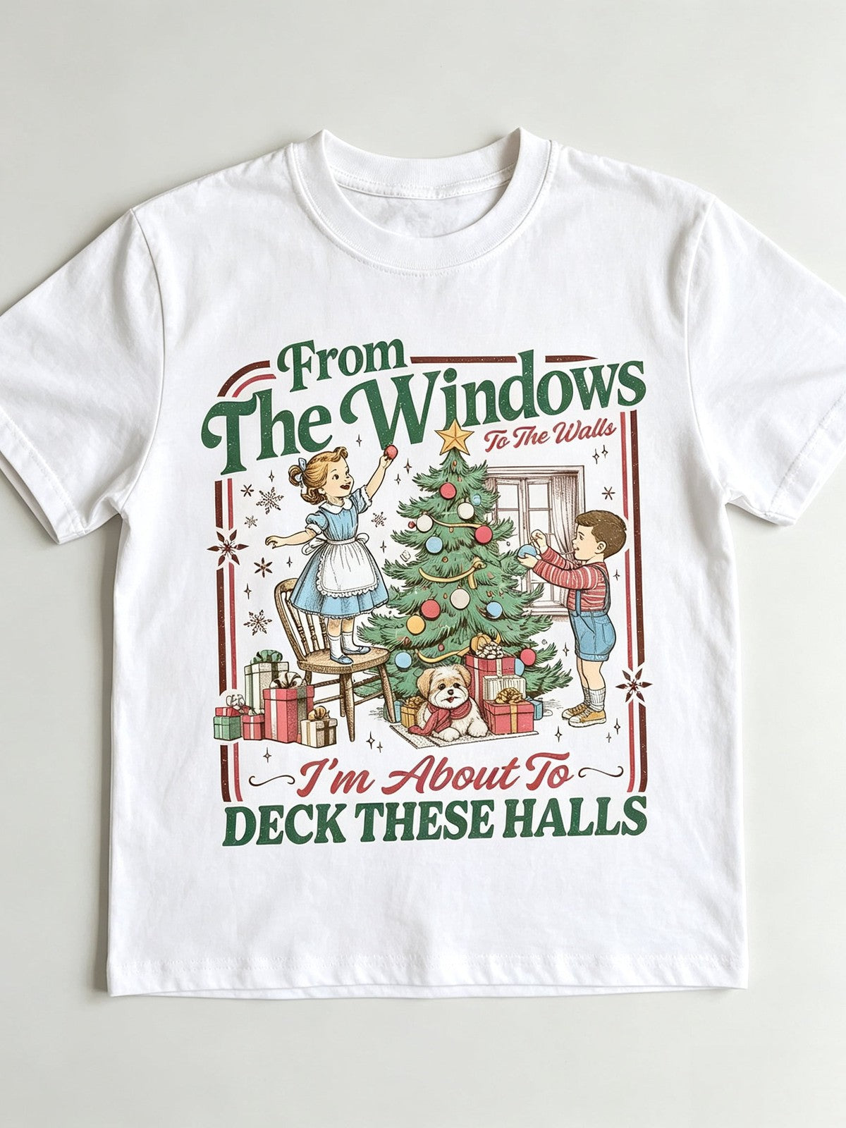 From The Windows To The Walls T-Shirt Deck These Halls Retro Christmas Tree