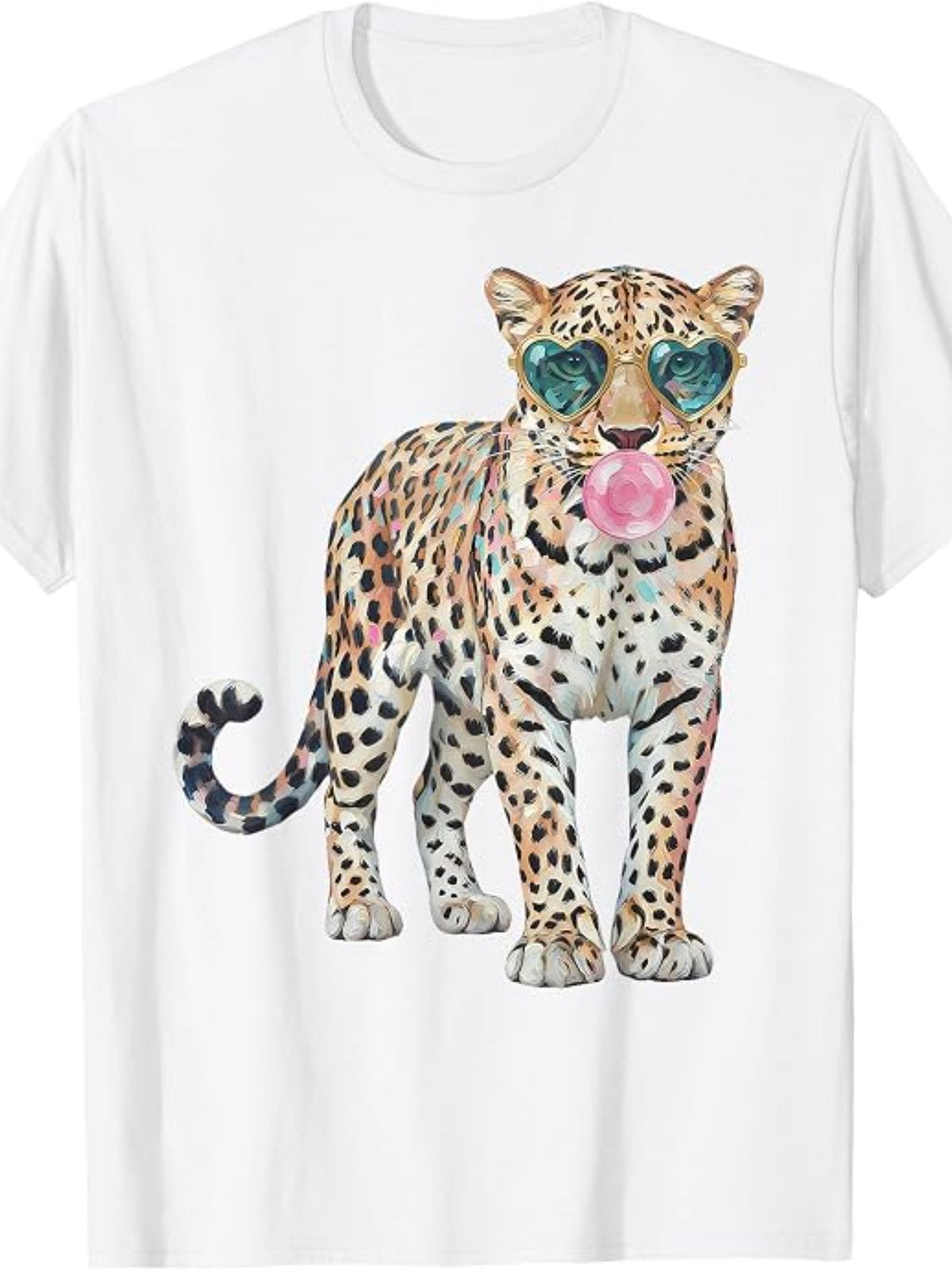 Leopard Bubblegum Fashion Glasses Funny Animal Men Women T-Shirt