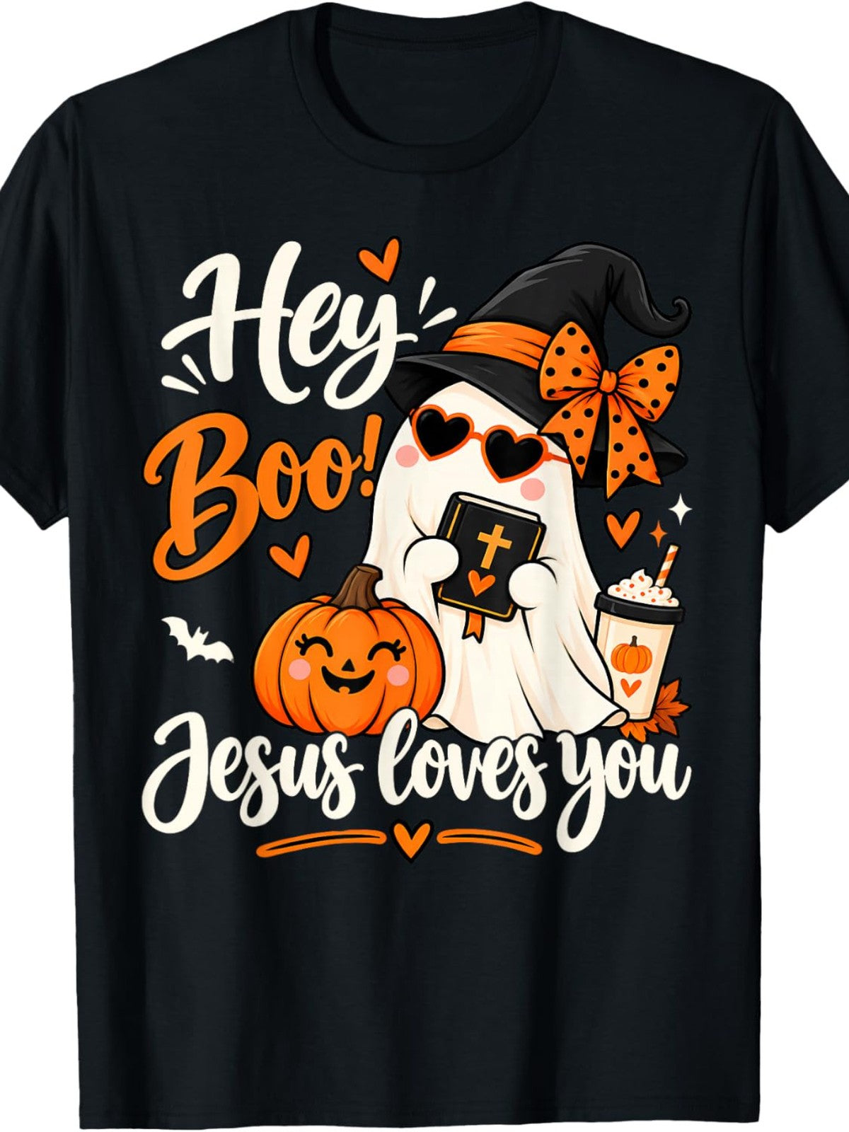 Hey Boo Loves You Halloween Christian Spooky Season T-Shirt for Men Women