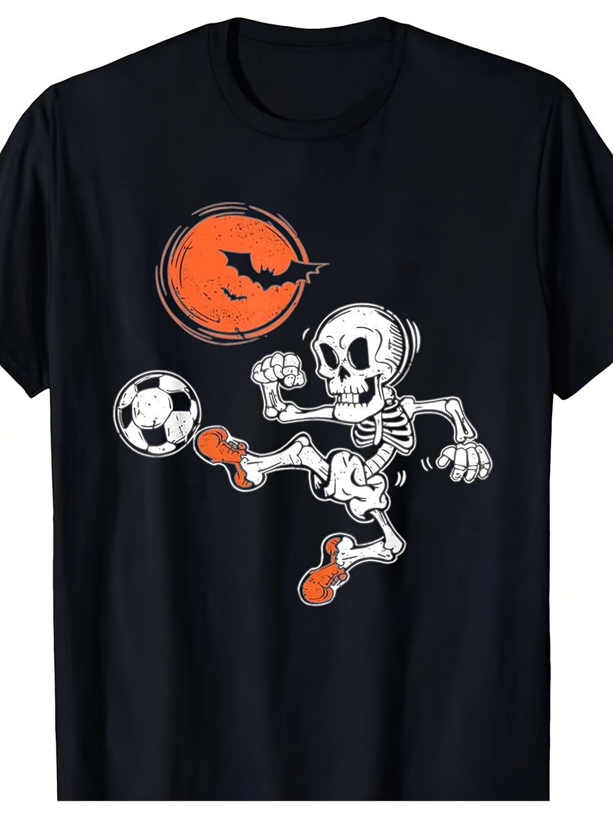 Fun Football Skull Pattern T-Shirt - Halloween & Sports Theme Short Sleeve Tee