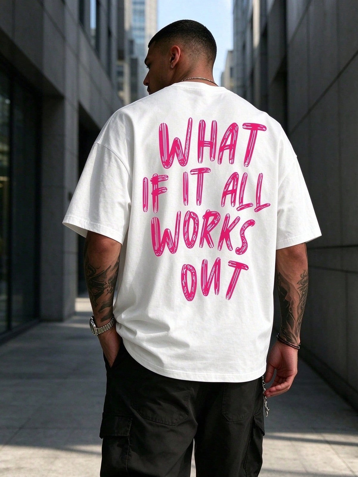 What If It All Works Out Text Print, Summer Daily Wear, Mens Clothes Ropa