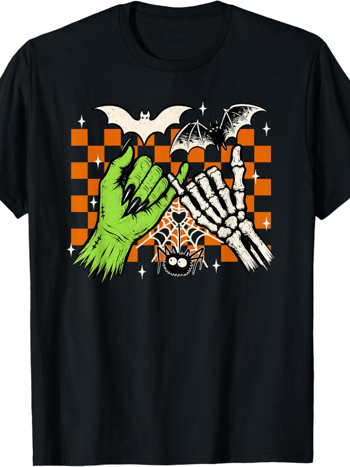 Spooky Season Halloween Vibes Pinky Promise Skeleton Bat T-Shirt