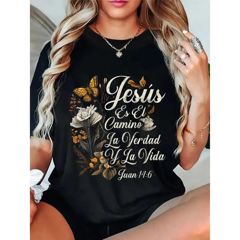 Women's 100% Cotton Short-Sleeve Round Neck Jesus T-Shirt Christian Faith-Based