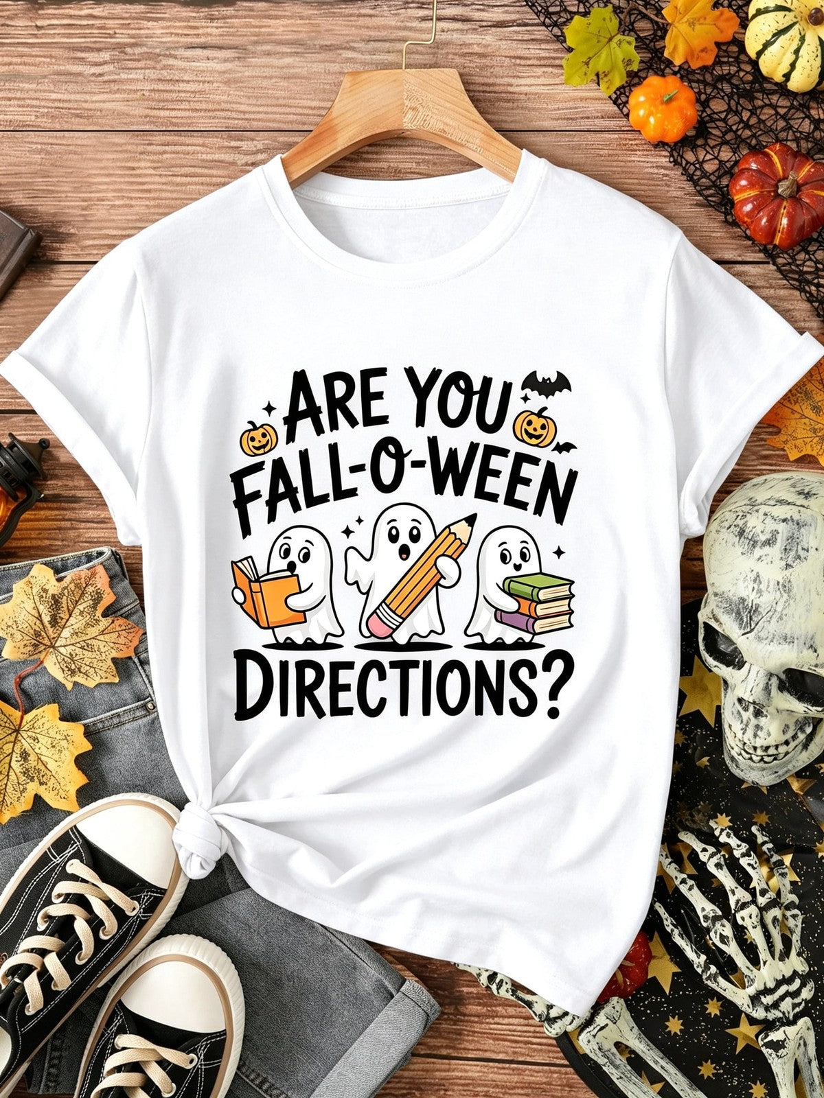 Are You Fall-O-Ween Directions T-Shirt Cute Ghost Teacher Halloween Tee