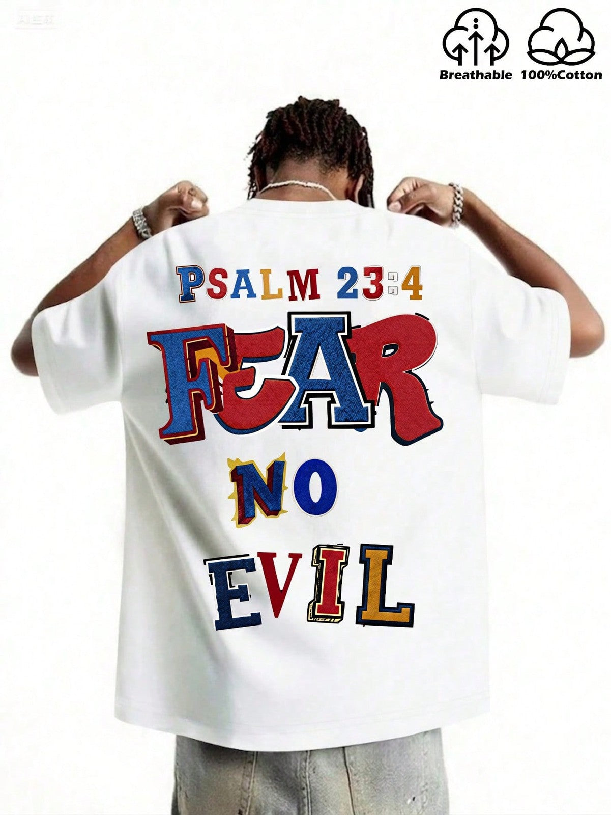 Men's "FAITH OVER FEAR" Christian T-Shirt|Psalm 118:6 Scripture Design
