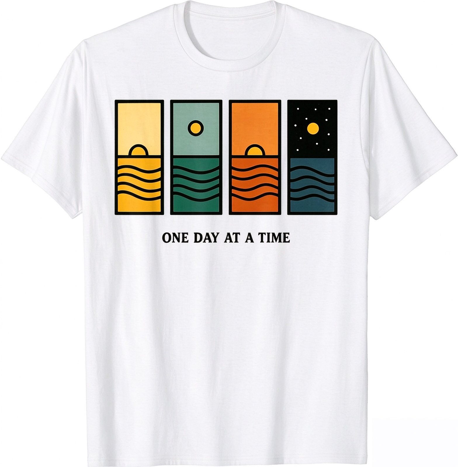 Retro One Day At A Time Motivational Quote Retro Unisex T-Shirt