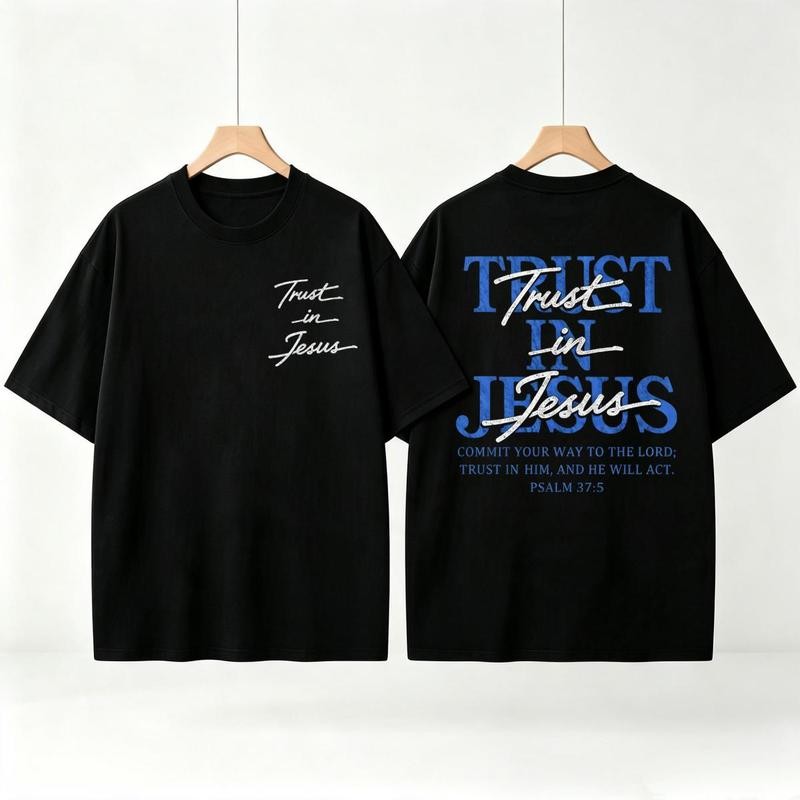 Christian "Trust in Jesus" Psalm 37:5 Bible Verses Design, Faith-Based