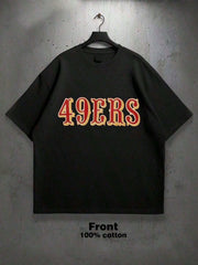Men's Vintage Old English Letter Graphic T Shirt, Retro Bold Text Tee
