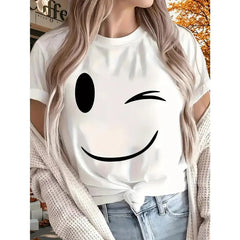 Drop Shoulder Graphic Crew Neck Tee Oversized Street Cotton Short Sleeve Top