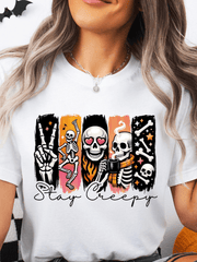 Stay Creepy Shirt, Dancing Skeleton Tee, Spooky Season Gift, Trick Or Treat Shirt, Skeleton Ghost Tee