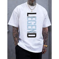 Men's Casual LEGEND Print Crew Neck Short Sleeve T-Shirt - Black With Blue Lettering, Lightweight Polyester Blend