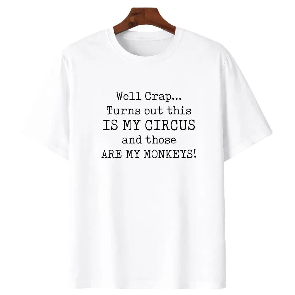 Men’s Comfortable Cotton T-Shirt Featuring Circus Monkeys Saying