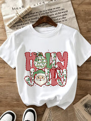 Women's Holly Jolly Santa Claus Unisex Graphic T-Shirt, Buffalo Plaid Christmas Holiday Tee