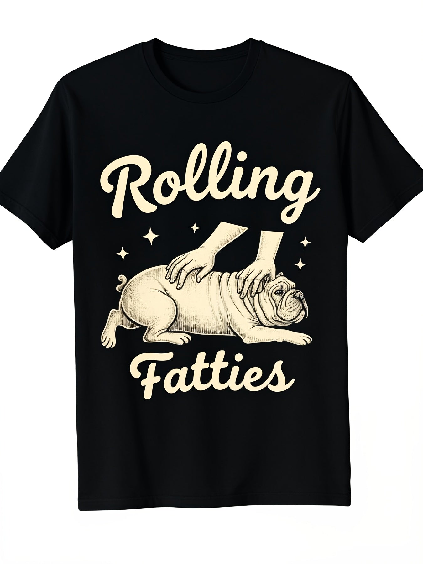 Rolling Fatties T-Shirt, Funny Fat Bulldog Dog Lover Graphic Tee for Men Women