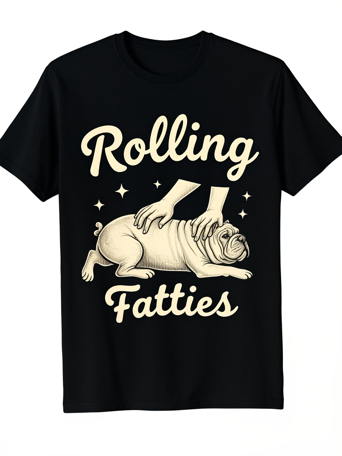 Rolling Fatties T-Shirt, Funny Fat Bulldog Dog Lover Graphic Tee for Men Women
