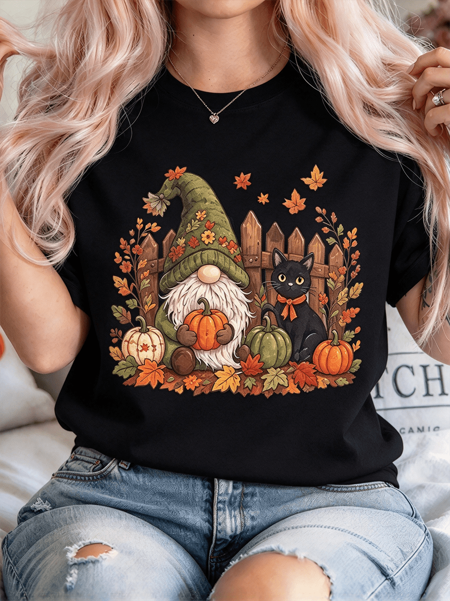 Women's Halloween Print T-Shirt，100% cotton