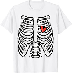 Halloween Skeleton Rib Cage Heart Costume Unisex T-Shirt
