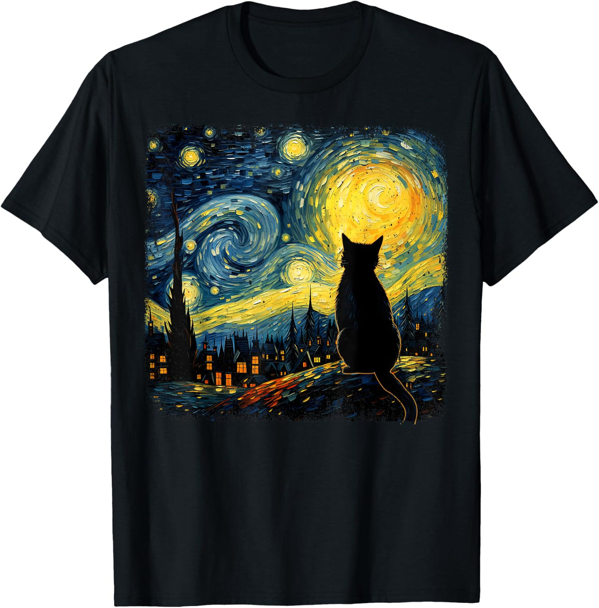 Cat Starry Night Van Gogh Cat For Cat Lover Cat Mom Unisex T-Shirt