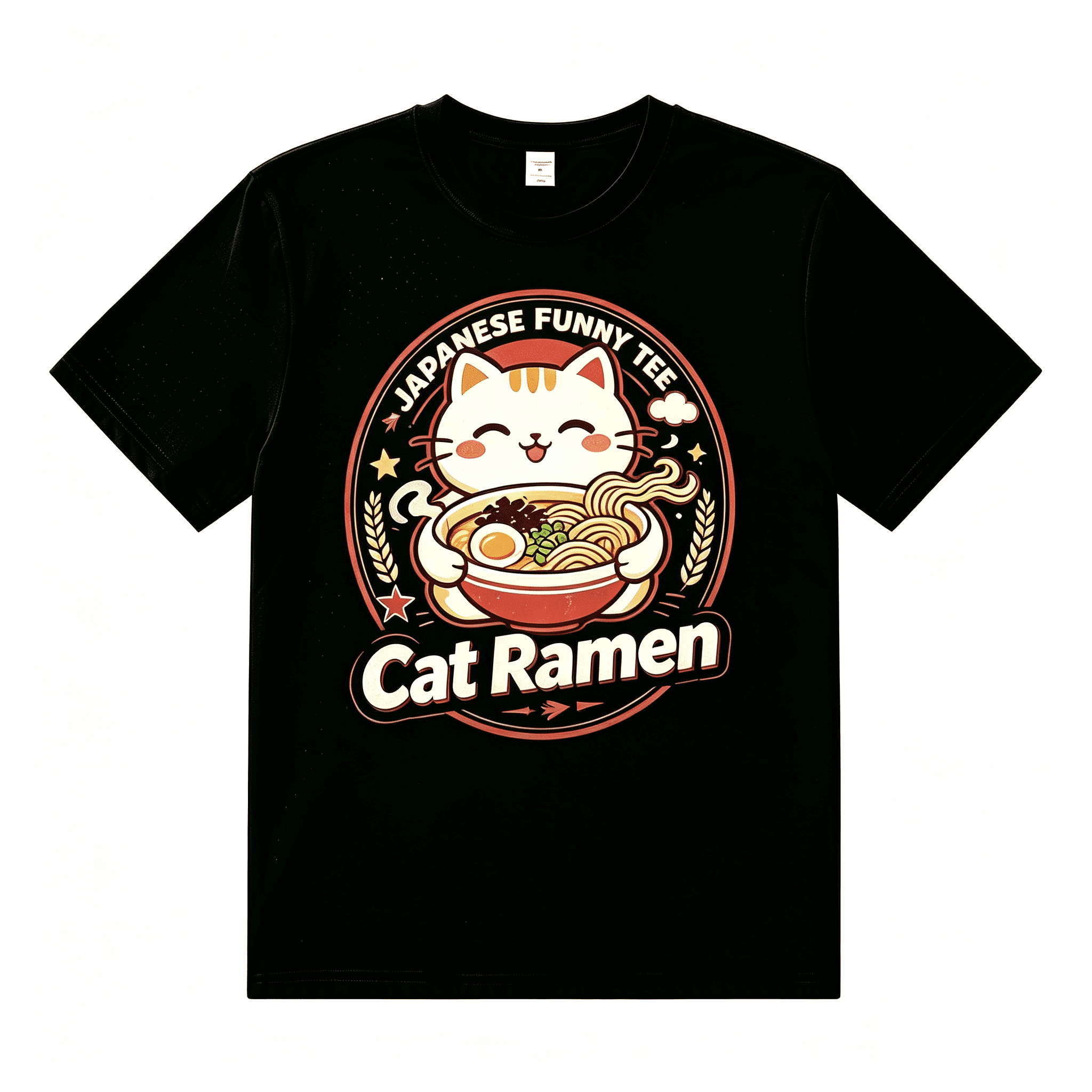 Cat Ramen Japanese Funny Graphic Tees Kawaii Cat Anime Gifts T-Shirt
