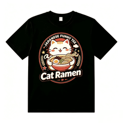 Cat Ramen Japanese Funny Graphic Tees Kawaii Cat Anime Gifts T-Shirt