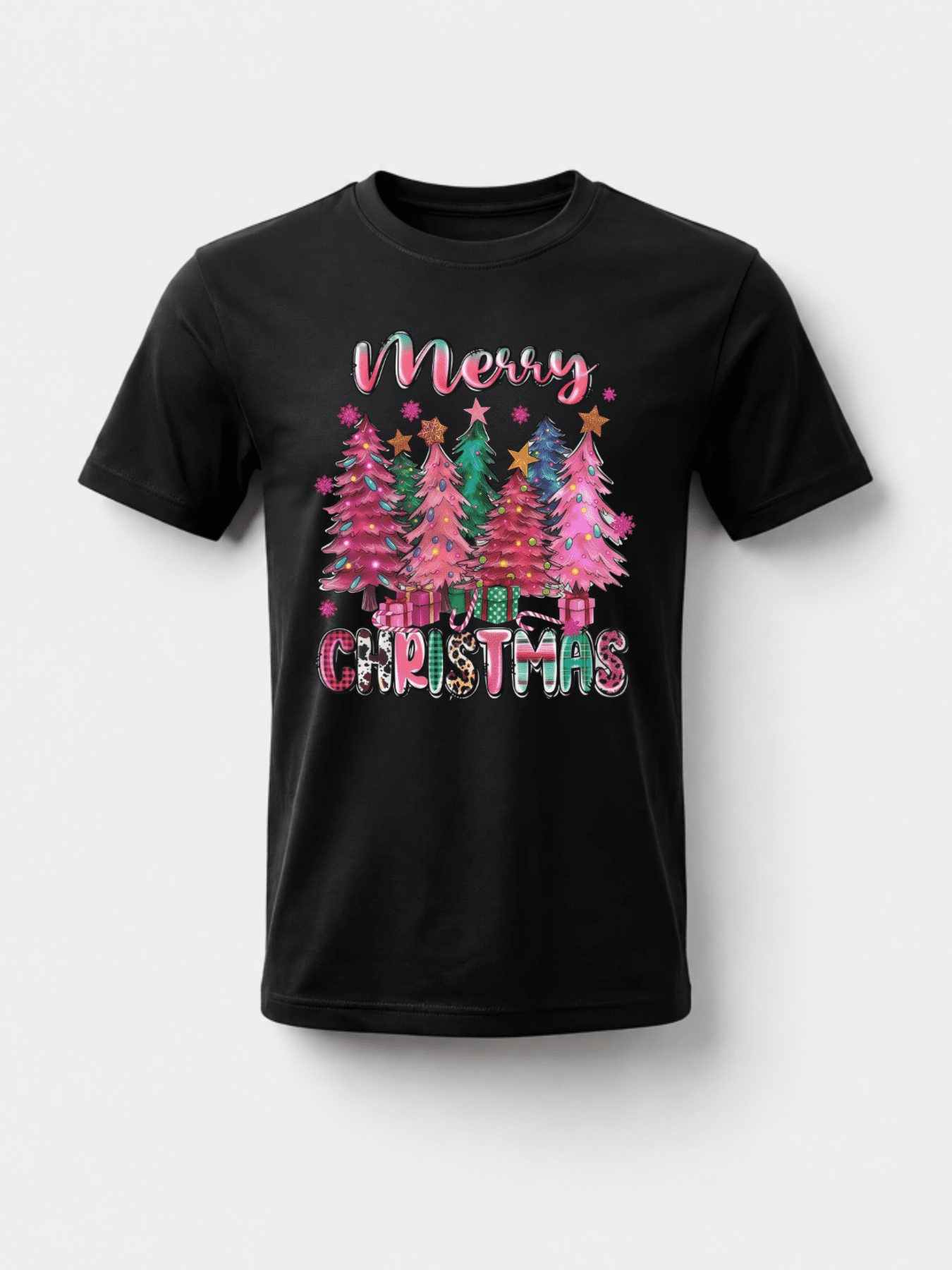Christmas Women Casual Fashion Cute Colorful Christmas Tree Shape Creative Letter Slogan Graphic Print Basic Short Sleeve T-Shirt, Suitable For Christmas Party Graphic Tees Women Tops