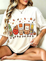 Cute And Scary Teacher Print Graffiti T-Shirt For Women,Halloween Party Costumes