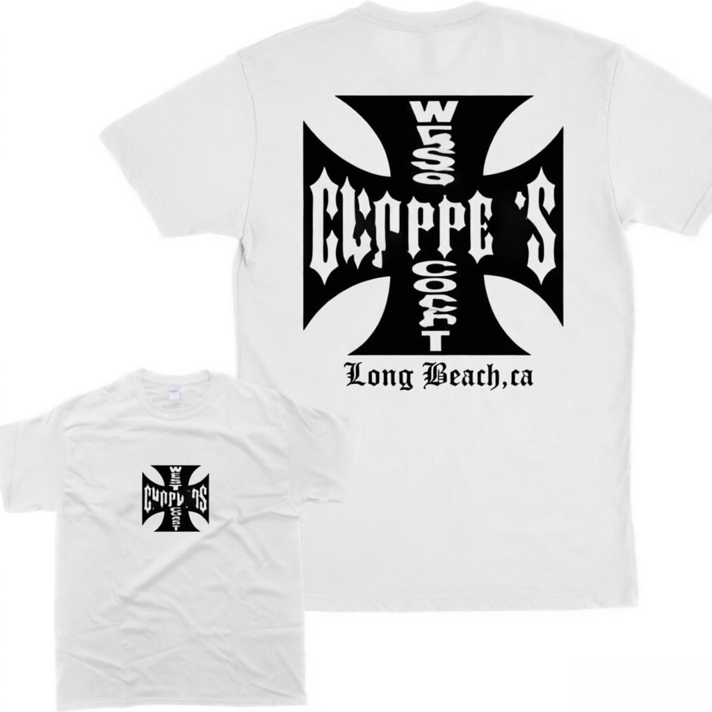 White Cross Print Tee Unisex Crew Neck Short Sleeve Casual Top