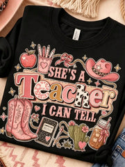 Teacher Shirt, She's A Teacher I Can Tell Tee, Teacher Appreciation Gift, Funny School Staff T-Shirt, Gift For Teacher Women, Classroom Tees