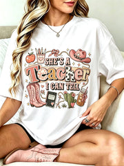 Teacher Shirt, She's A Teacher I Can Tell Tee, Teacher Appreciation Gift, Funny School Staff T-Shirt, Gift For Teacher Women, Classroom Tees
