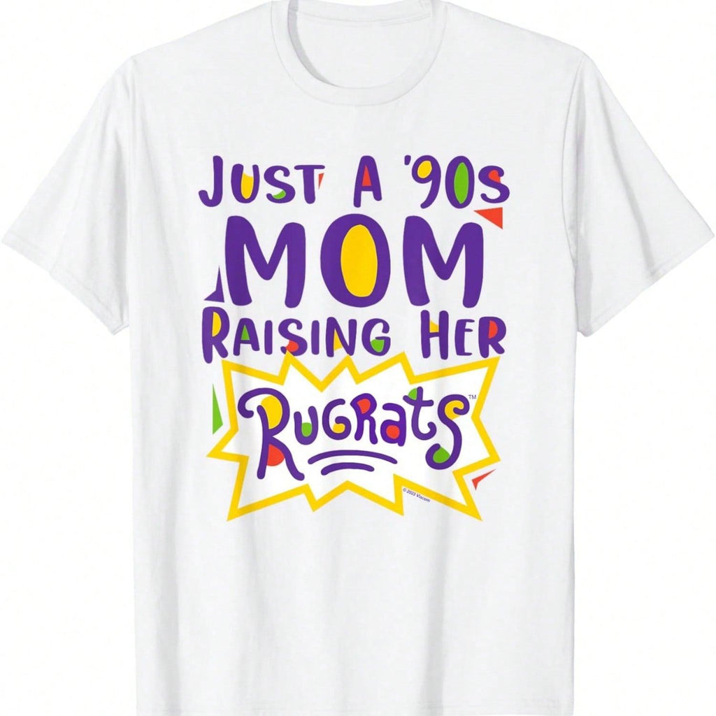 Just A 90s Mom Raising Her Rugrats Women's Cotton Tshirt, Premium Cotton Quality Print, Durable And Longlasting, Casual Fashion