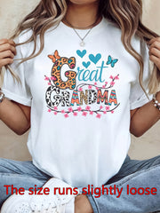 Cute Great Grandma T-Shirt for Women, Leopard Butterfly Grandma Gift Shirt