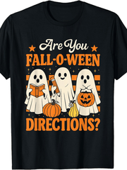 Are You Fall-O-Ween Directions T-Shirt, Funny Ghost Teacher Pumpkin Graphic Tee